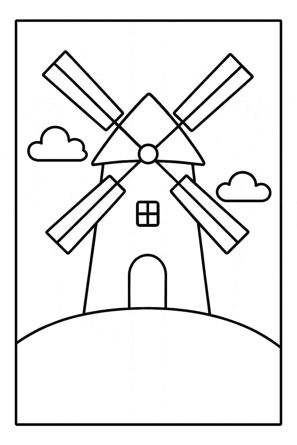 Yazdırılabilir Yel Değirmeni Boyama Sayfası