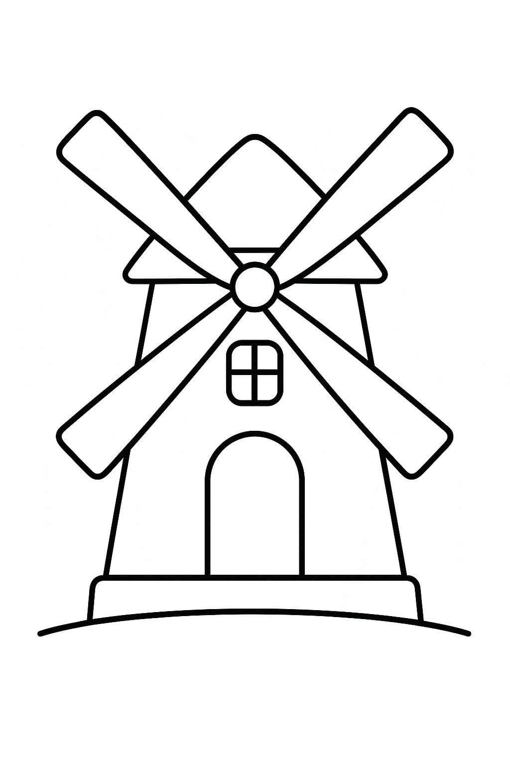 Yel Değirmeni Ücretsiz Boyama Sayfası