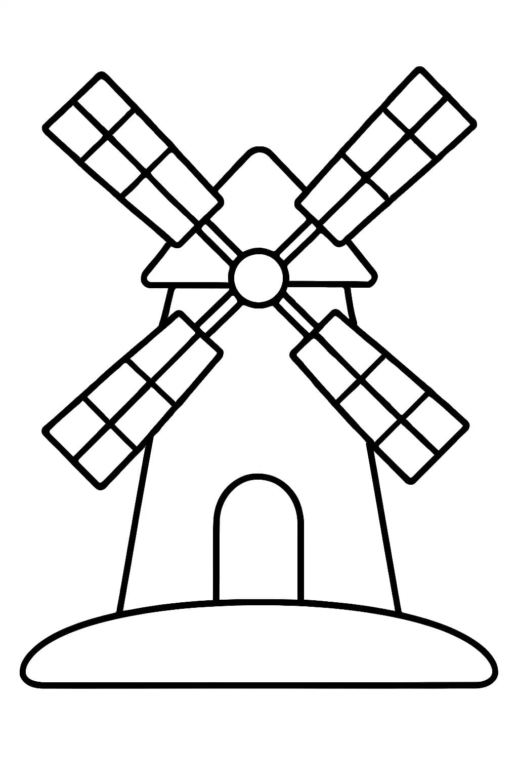 Yel Değirmeni çocuklar için temel Boyama Sayfası