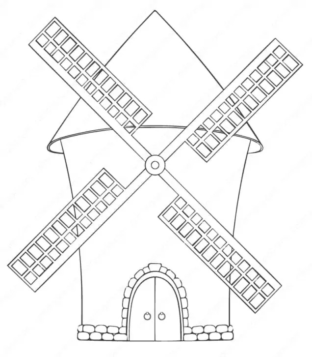 Yel Değirmeni çocuklar için Boyama Sayfası