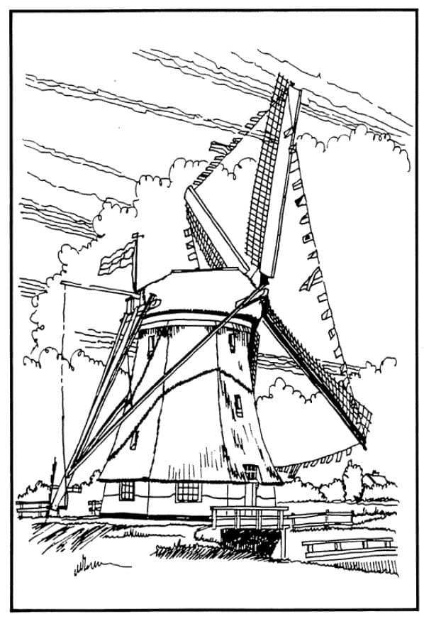 Yel Değirmeni resim Boyama Sayfası