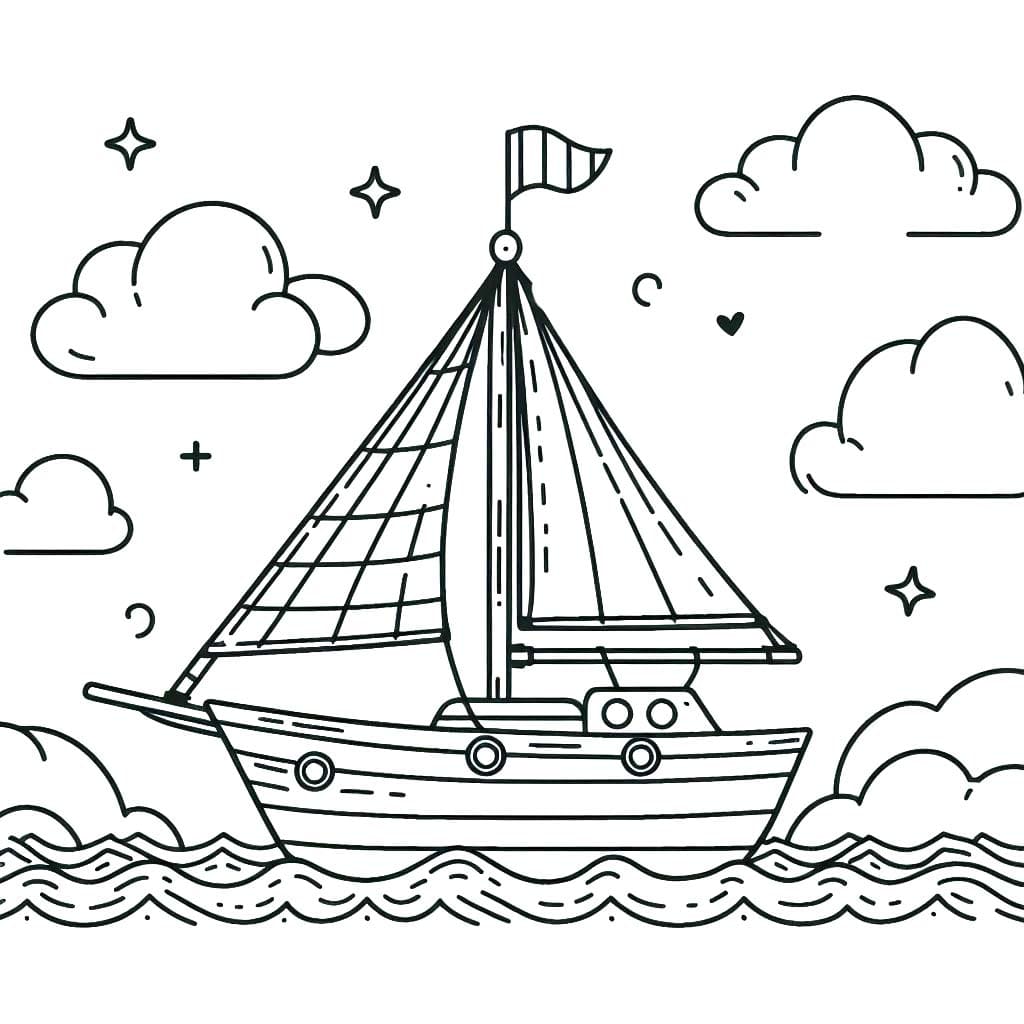Yelkenli 5 Boyama Sayfası