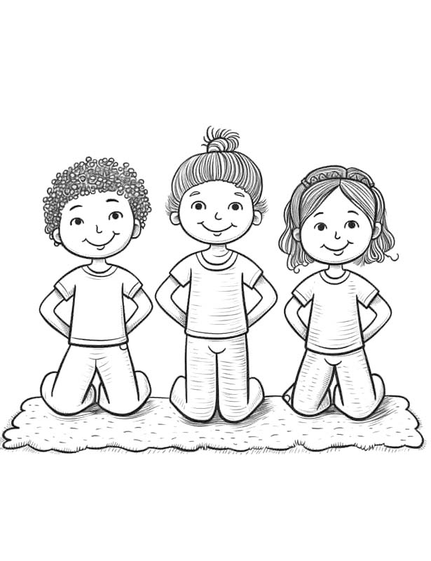 Yoga çocuklar için basit Boyama Sayfası