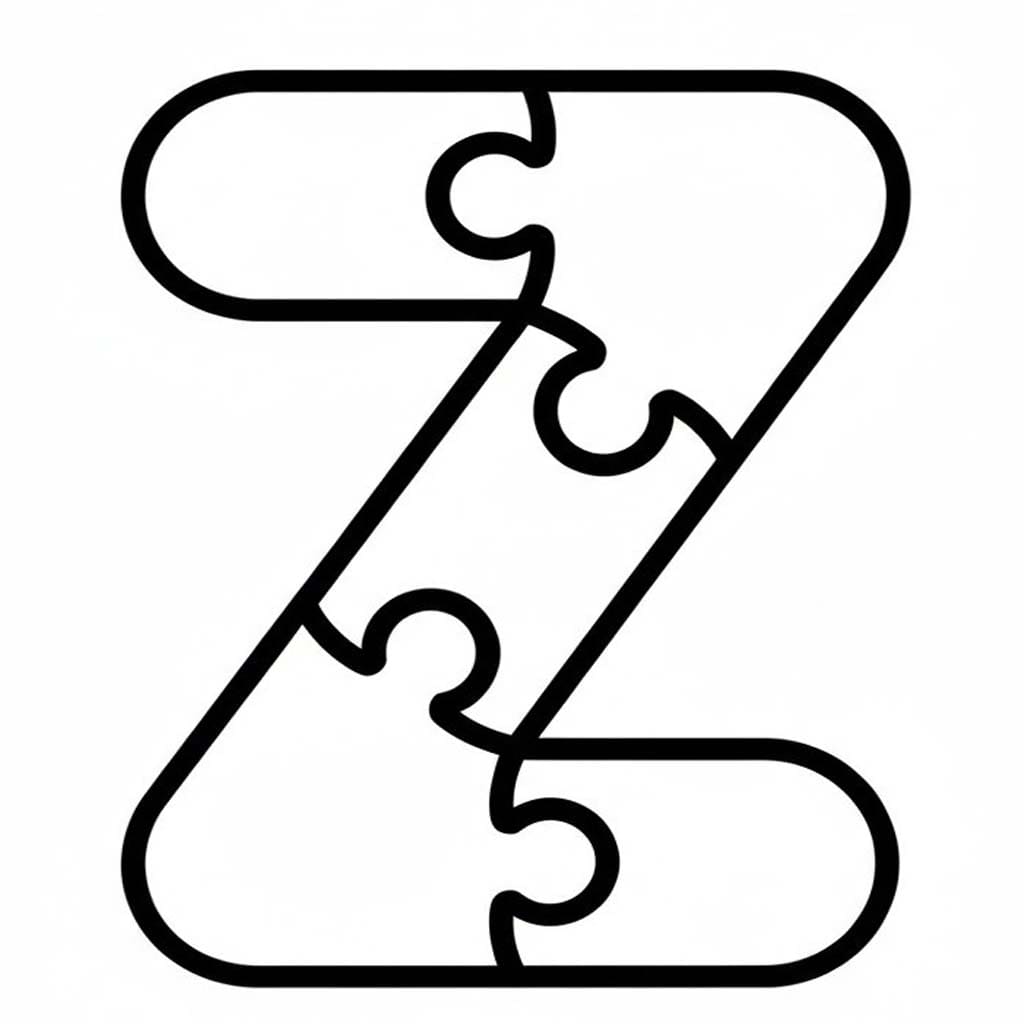 Z Harfi ücretsiz yazdırılabilir resim Boyama Sayfası