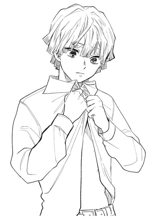 Zenitsu Agatsuma çocuklar için temel Boyama Sayfası