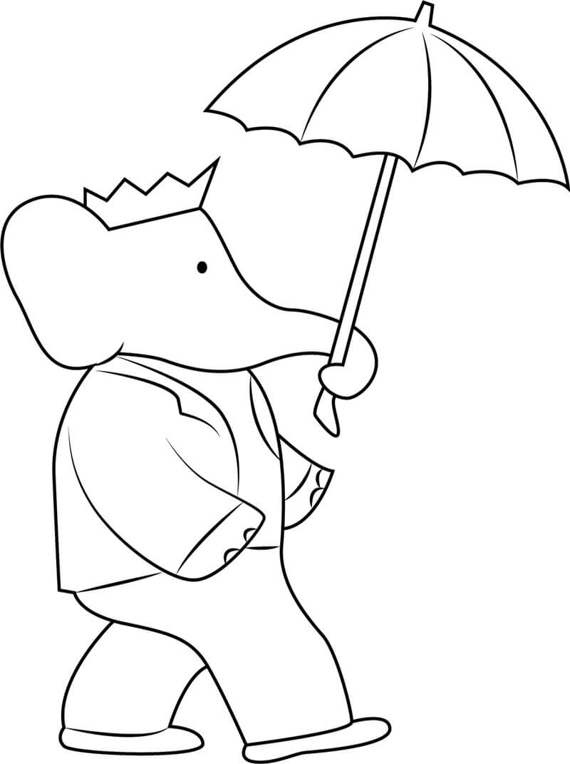 Мышонок с зонтиком раскраска