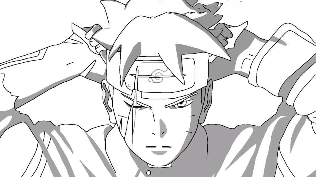 Boruto com punho erguido para colorir - Imprimir Desenhos