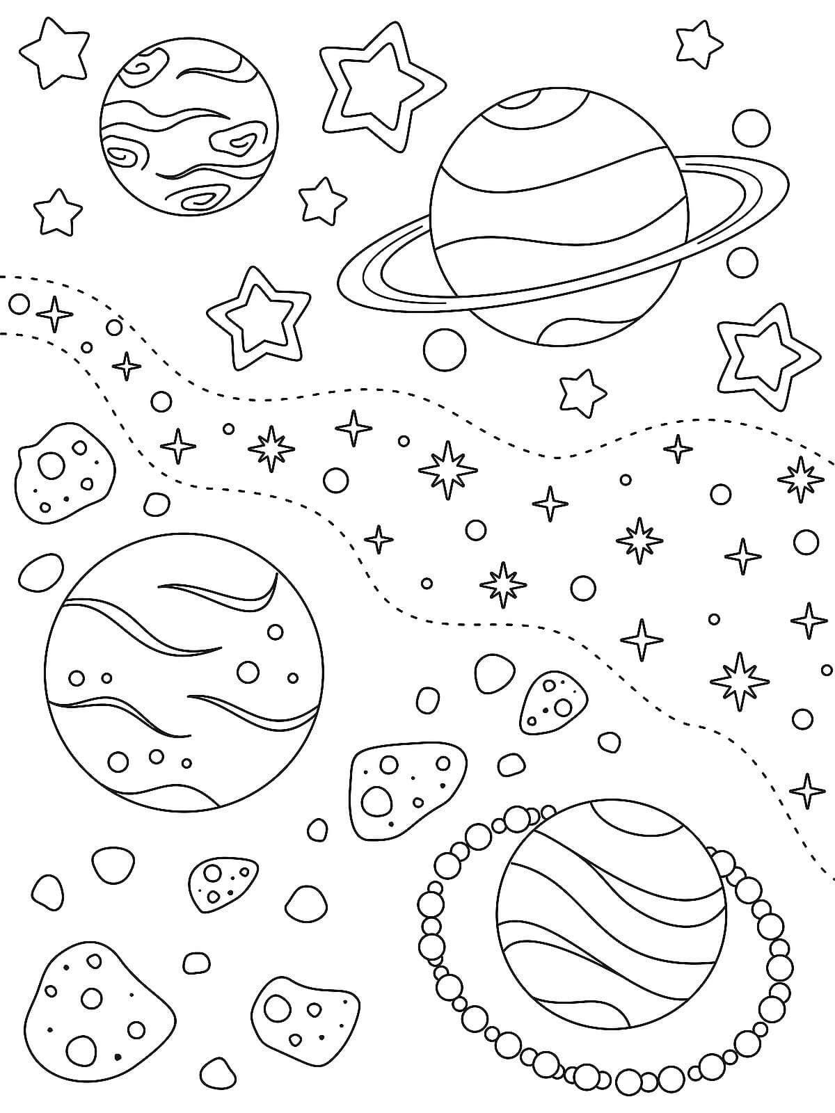Раскраска космос и планеты для детей печать земля