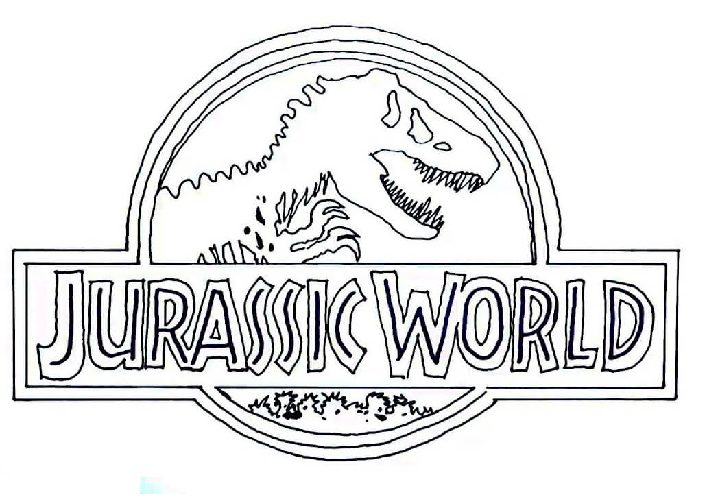 T Rex ile Jurassic World Logosu Boyama Sayfası – Boyama Online