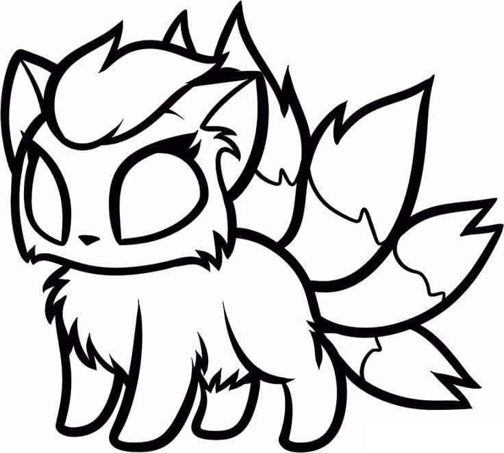 Karikatür Kitsune Boyama Sayfası Boyama Online