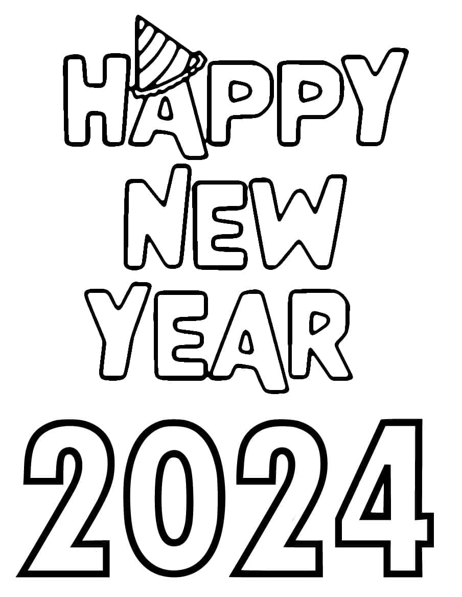 2024 Mutlu Yıllar Boyama Sayfaları Boyama Online