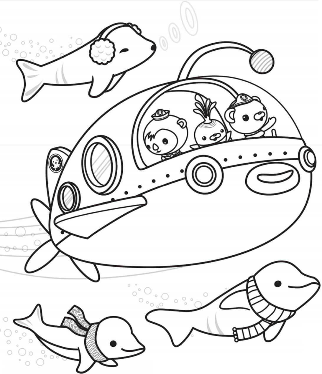 Раскраска подводная лодка для детей 5-6 лет
