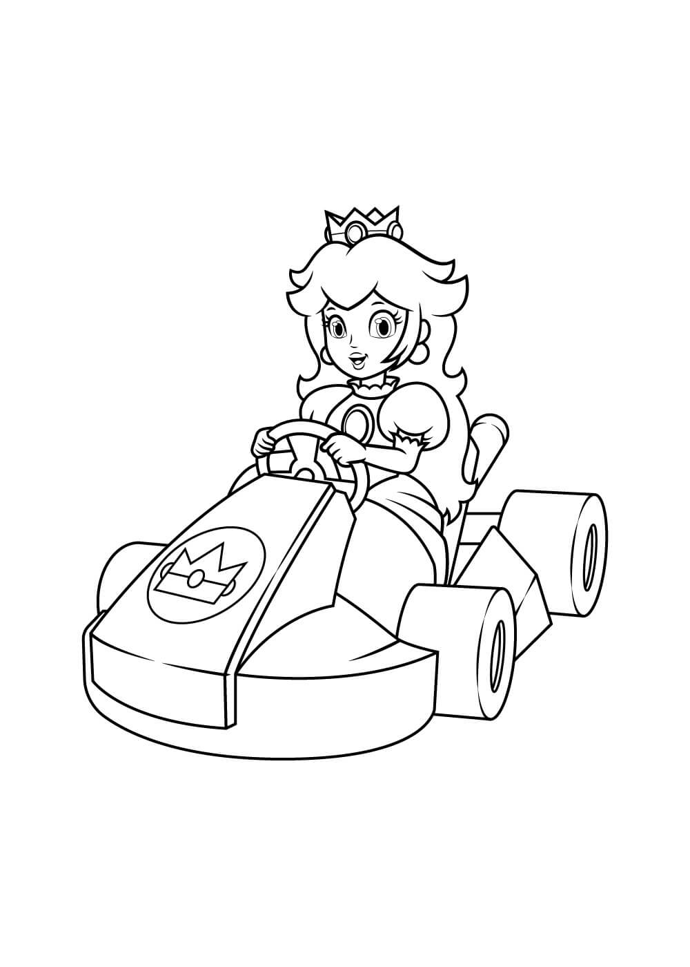 Prenses Peach'in Yarış Arabası Boyama Sayfası Boyama Online