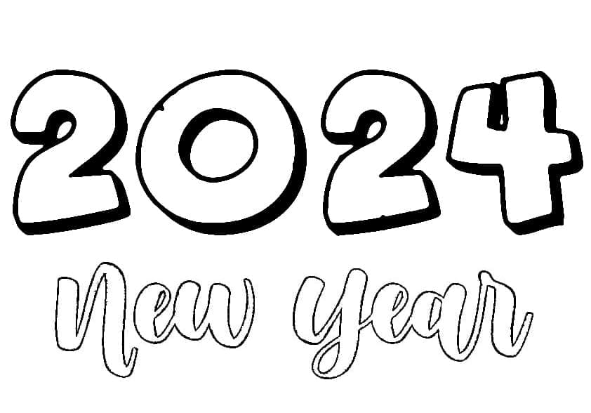 Yeni Yıl 2024 Boyama Sayfası Boyama Online